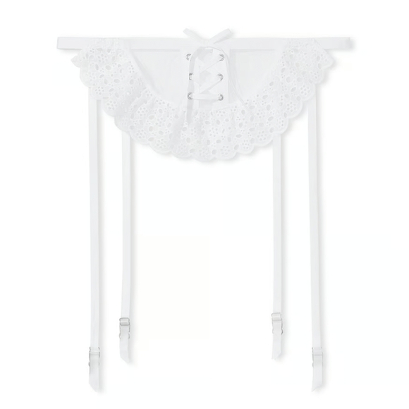 NO LONGER AVAILNIP Victoria's Secret White Eyelet Garter Skirt Size Medium/Large - Picture 3 of 7